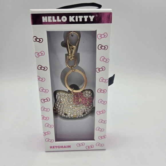 Sanrio Hello Kitty Pave Face Keychain - Travel Bag Charm Accessories NEW
